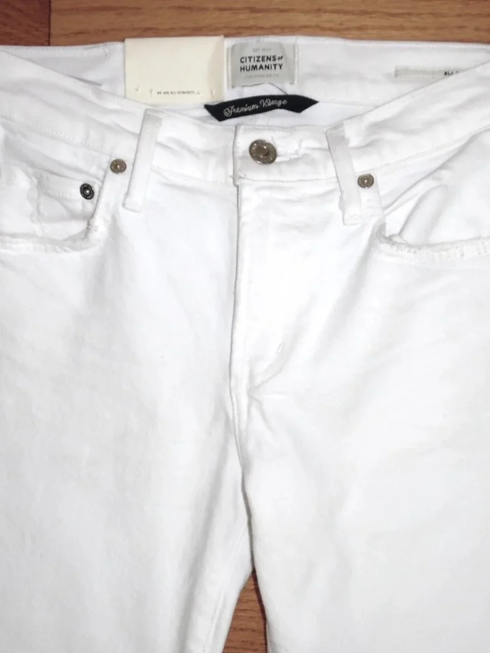 New Citizens Of Humanity Ella Mid Rise Slim Crop Jeans "Soft Stretch" White 24 - Picture 5 of 9